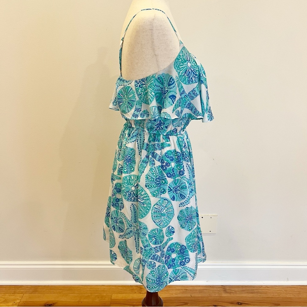 Lilly Pulitzer Sleeveless Ruffle Top Mini Dress Extra Small Sea Life Print Beach - Picture 3 of 13